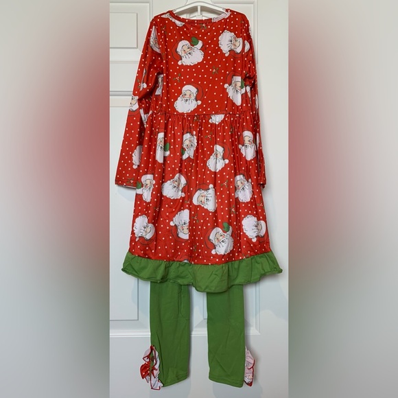 Hunny Bee Kids Christmas Santa ballerina twirl dress matching leggings 4xl - Picture 2 of 14
